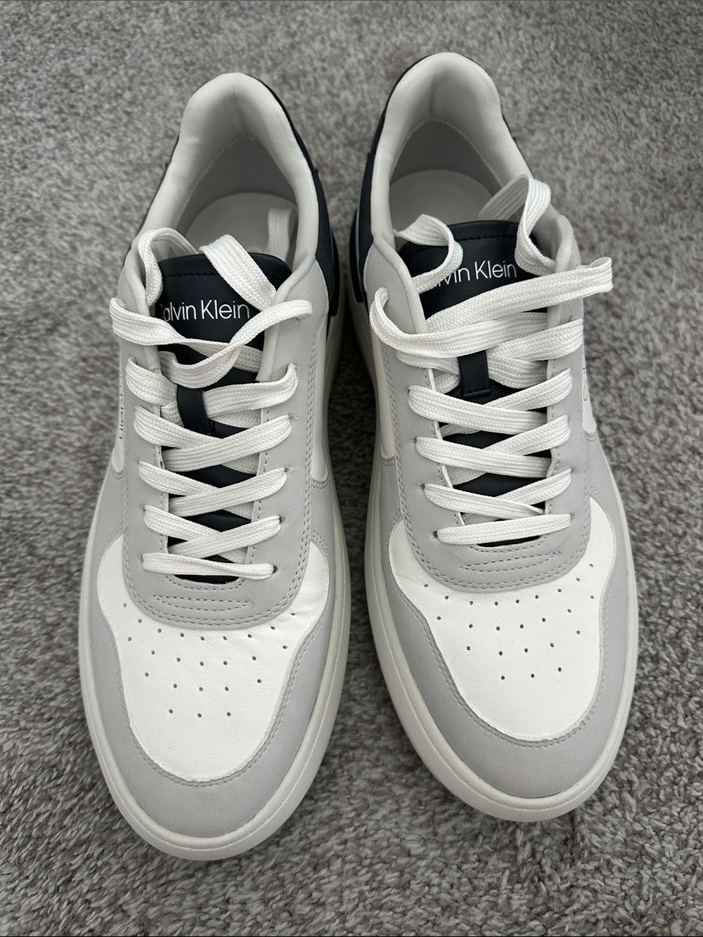 Calvin Klein Men's White, Light Gray and Black Low-Top Sneakers